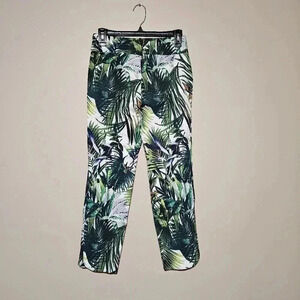 Soft Surroundings Pretty Palms Tropical Women's Cropped Pants Size XS Stretch